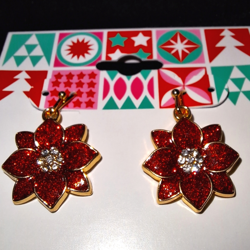 Adorable poinsettia drop earrings